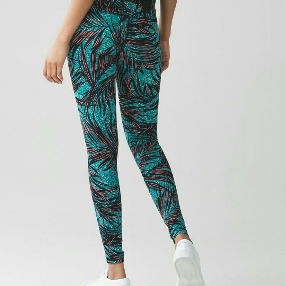 lululemon athletica Teal Tropical Print Leggings